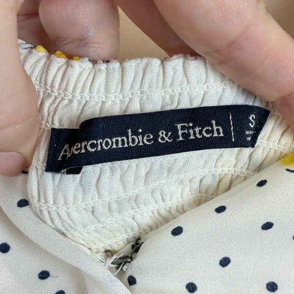 Abercrombie Fitch Yellow Floral Polka Dot Slip Maxi Smocked Boho S Y2K Coquette - Picture 2 of 12